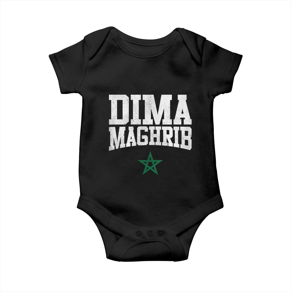 Moroccan Dima Maghrib Flag of Morocco Vintage Green Star Patriotic Baby Onesie TS11 Black Print Your Wear