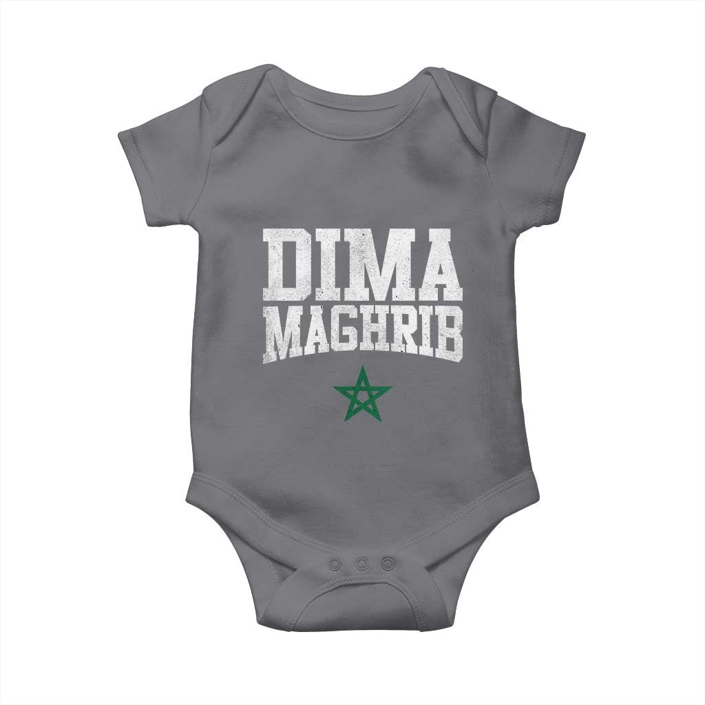 Moroccan Dima Maghrib Flag of Morocco Vintage Green Star Patriotic Baby Onesie TS11 Charcoal Print Your Wear