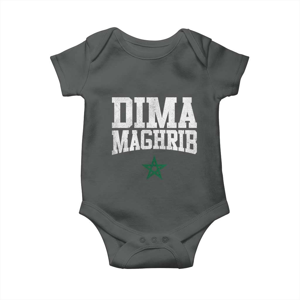 Moroccan Dima Maghrib Flag of Morocco Vintage Green Star Patriotic Baby Onesie TS11 Dark Heather Print Your Wear