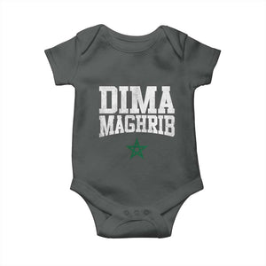 Moroccan Dima Maghrib Flag of Morocco Vintage Green Star Patriotic Baby Onesie TS11 Dark Heather Print Your Wear