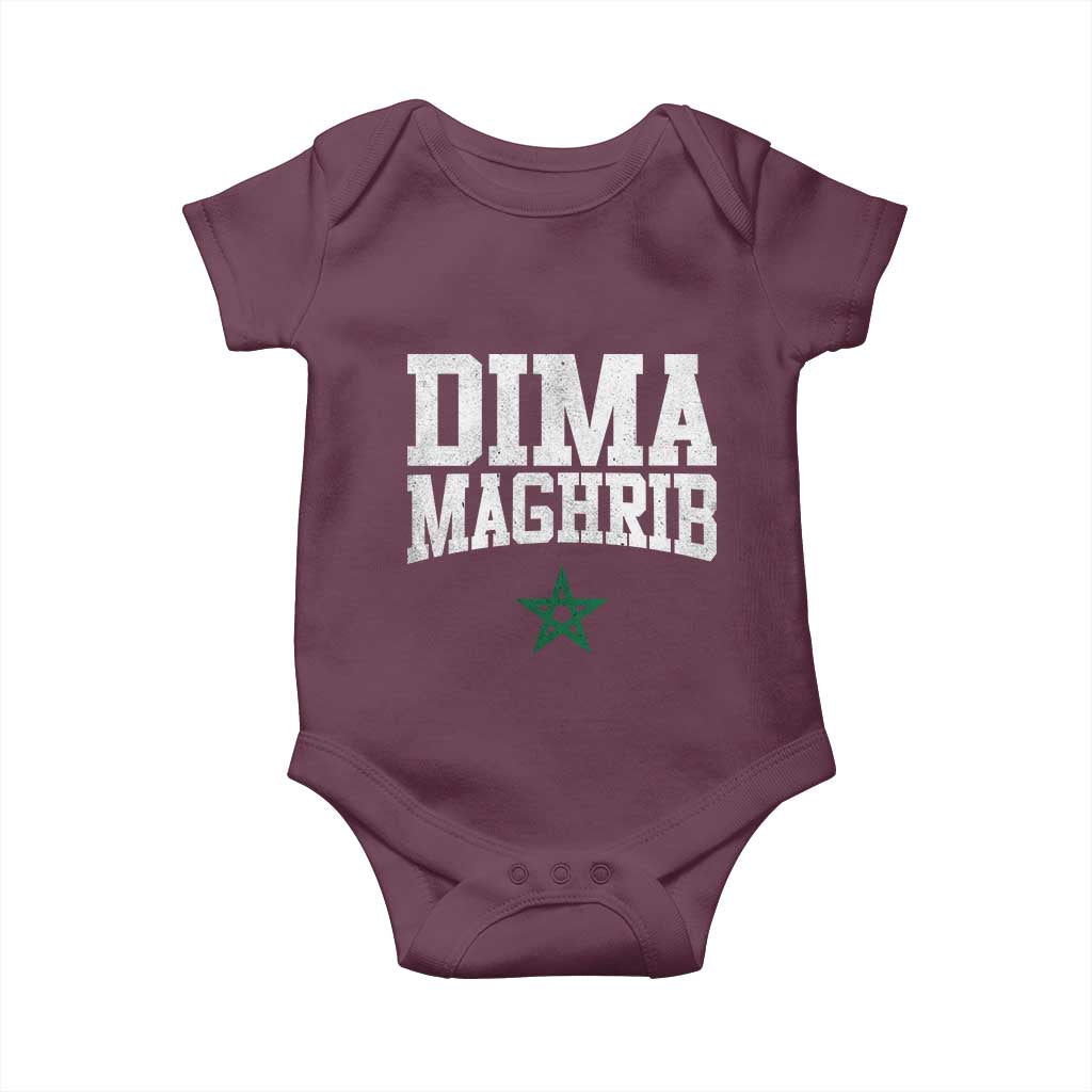 Moroccan Dima Maghrib Flag of Morocco Vintage Green Star Patriotic Baby Onesie TS11 Maroon Print Your Wear