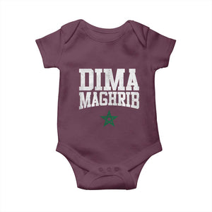 Moroccan Dima Maghrib Flag of Morocco Vintage Green Star Patriotic Baby Onesie TS11 Maroon Print Your Wear