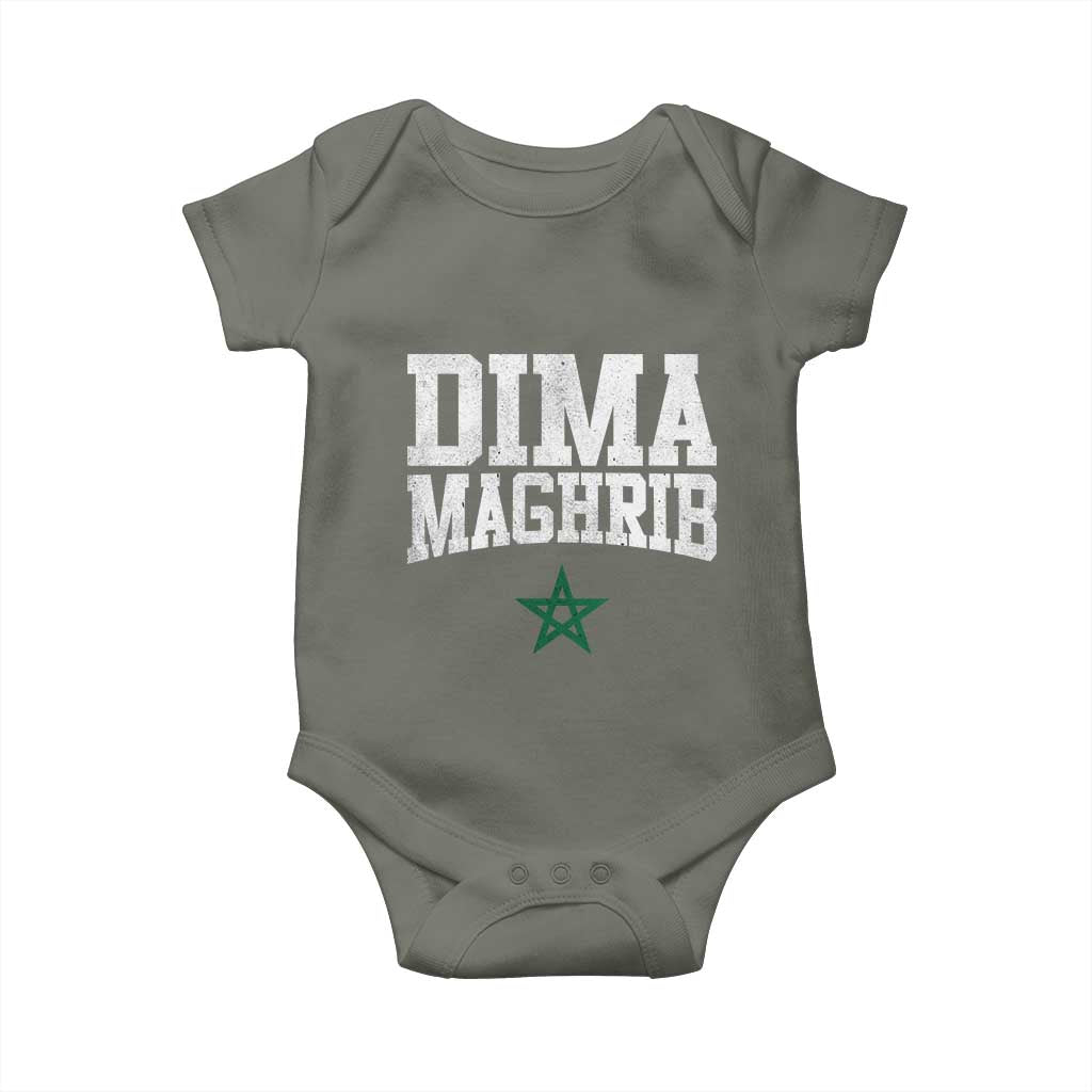 Moroccan Dima Maghrib Flag of Morocco Vintage Green Star Patriotic Baby Onesie TS11 Military Green Print Your Wear