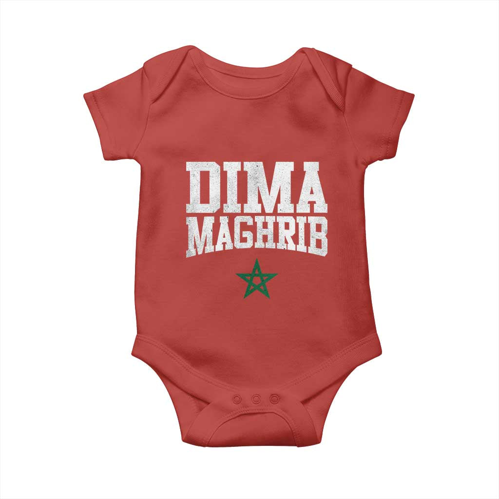 Moroccan Dima Maghrib Flag of Morocco Vintage Green Star Patriotic Baby Onesie TS11 Red Print Your Wear