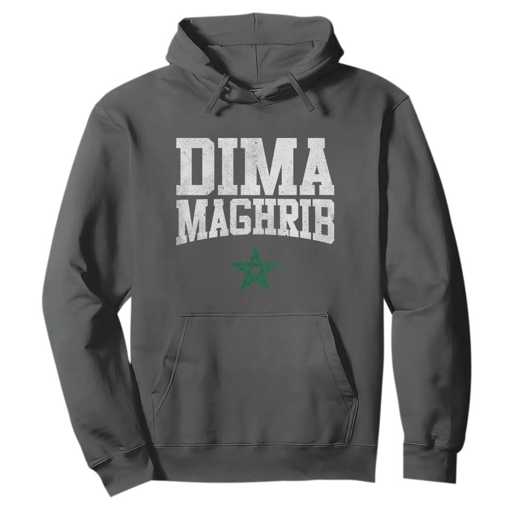 Moroccan Dima Maghrib Flag of Morocco Vintage Green Star Patriotic Hoodie TS11 Dark Heather Print Your Wear