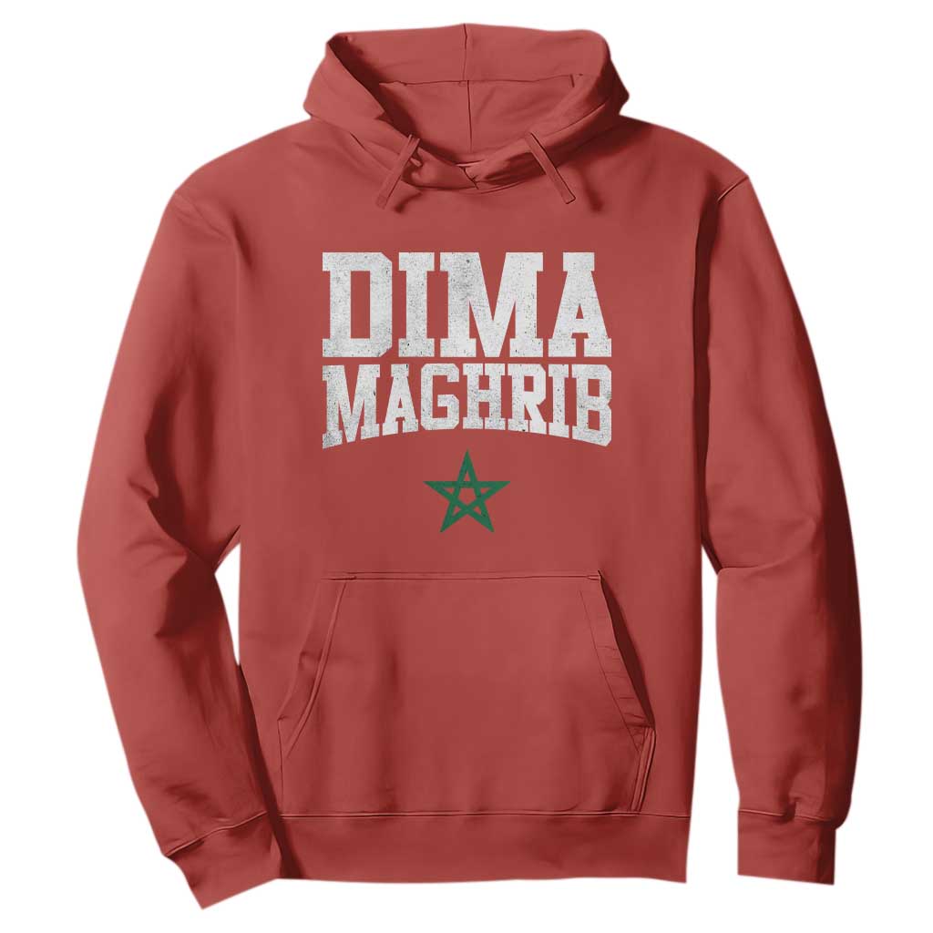 Moroccan Dima Maghrib Flag of Morocco Vintage Green Star Patriotic Hoodie TS11 Red Print Your Wear