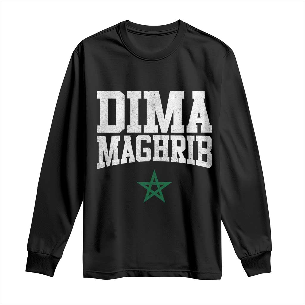 Moroccan Dima Maghrib Flag of Morocco Vintage Green Star Patriotic Long Sleeve Shirt TS11 Black Print Your Wear