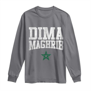 Moroccan Dima Maghrib Flag of Morocco Vintage Green Star Patriotic Long Sleeve Shirt TS11 Charcoal Print Your Wear