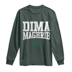 Moroccan Dima Maghrib Flag of Morocco Vintage Green Star Patriotic Long Sleeve Shirt TS11 Dark Forest Green Print Your Wear
