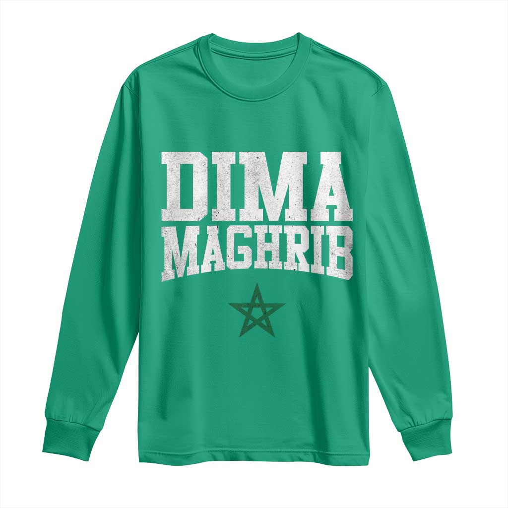 Moroccan Dima Maghrib Flag of Morocco Vintage Green Star Patriotic Long Sleeve Shirt TS11 Irish Green Print Your Wear