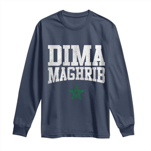 Moroccan Dima Maghrib Flag of Morocco Vintage Green Star Patriotic Long Sleeve Shirt TS11 Navy Print Your Wear