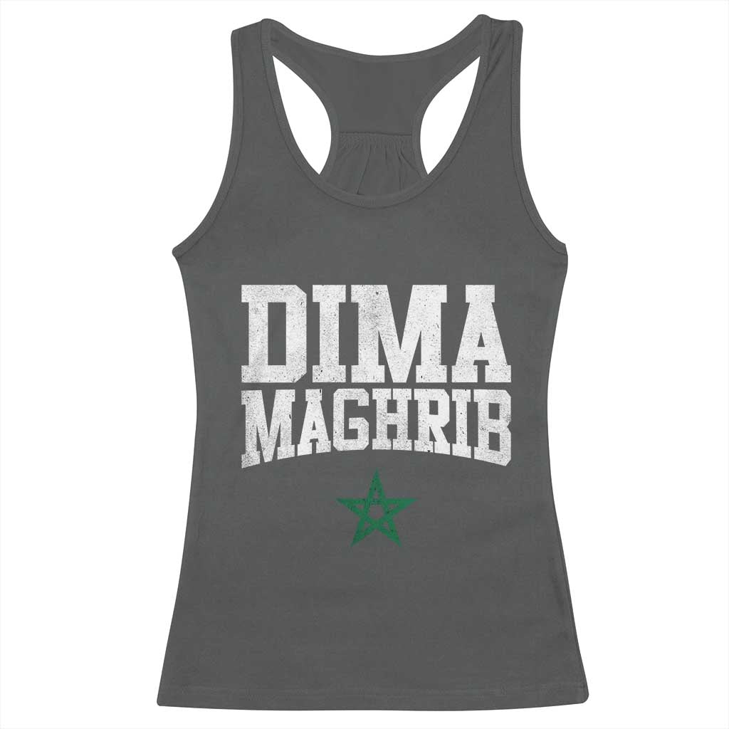 Moroccan Dima Maghrib Flag of Morocco Vintage Green Star Patriotic Racerback Tank Top TS11 Dark Heather Print Your Wear