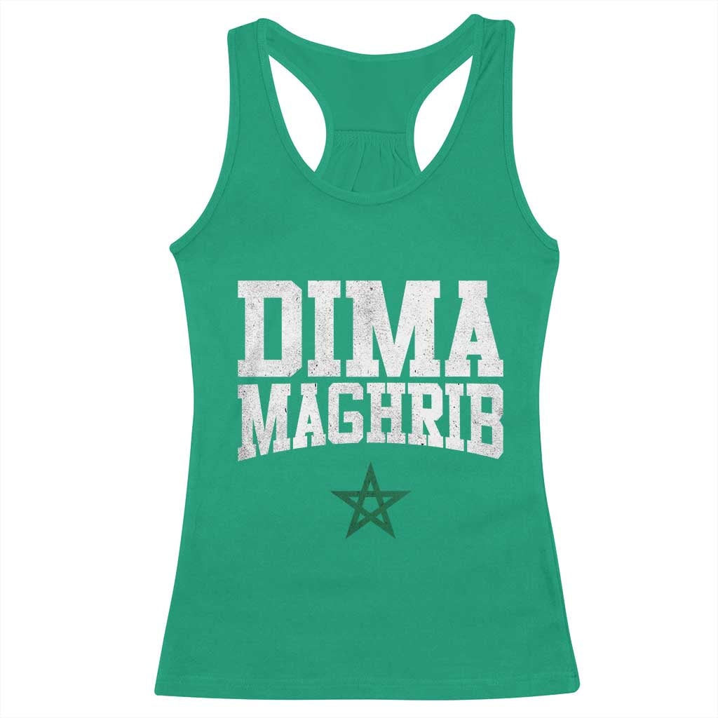 Moroccan Dima Maghrib Flag of Morocco Vintage Green Star Patriotic Racerback Tank Top TS11 Irish Green Print Your Wear