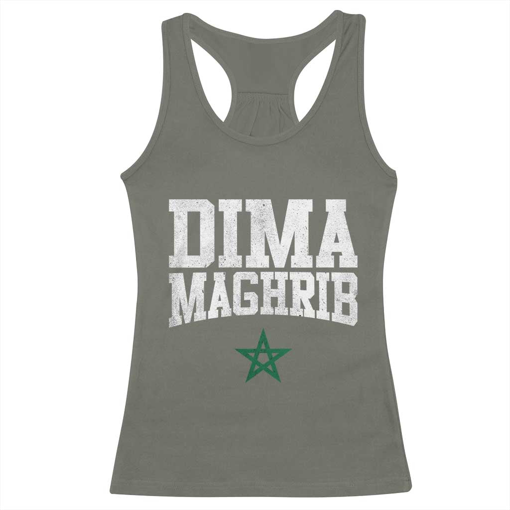 Moroccan Dima Maghrib Flag of Morocco Vintage Green Star Patriotic Racerback Tank Top TS11 Military Green Print Your Wear