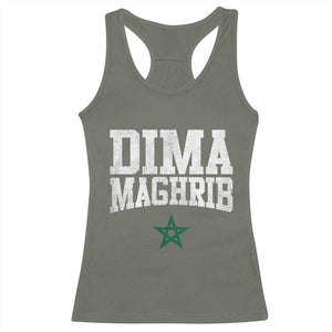 Moroccan Dima Maghrib Flag of Morocco Vintage Green Star Patriotic Racerback Tank Top TS11 Military Green Print Your Wear