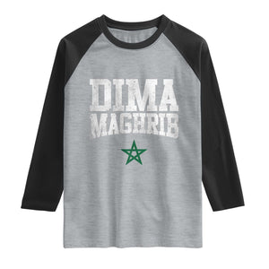 Moroccan Dima Maghrib Flag of Morocco Vintage Green Star Patriotic Raglan Shirt TS11 Heather Gray Black Print Your Wear