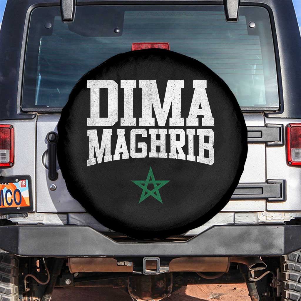 Moroccan Dima Maghrib Flag of Morocco Vintage Green Star Patriotic Spare Tire Cover TS11 No hole Black Print Your Wear