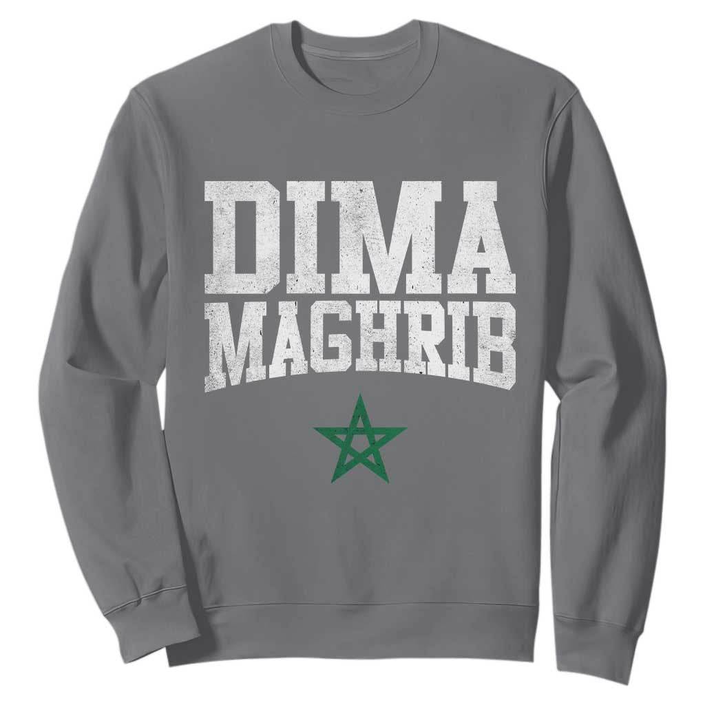 Moroccan Dima Maghrib Flag of Morocco Vintage Green Star Patriotic Sweatshirt TS11 Charcoal Print Your Wear