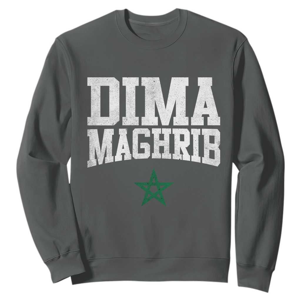 Moroccan Dima Maghrib Flag of Morocco Vintage Green Star Patriotic Sweatshirt TS11 Dark Heather Print Your Wear