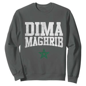 Moroccan Dima Maghrib Flag of Morocco Vintage Green Star Patriotic Sweatshirt TS11 Dark Heather Print Your Wear