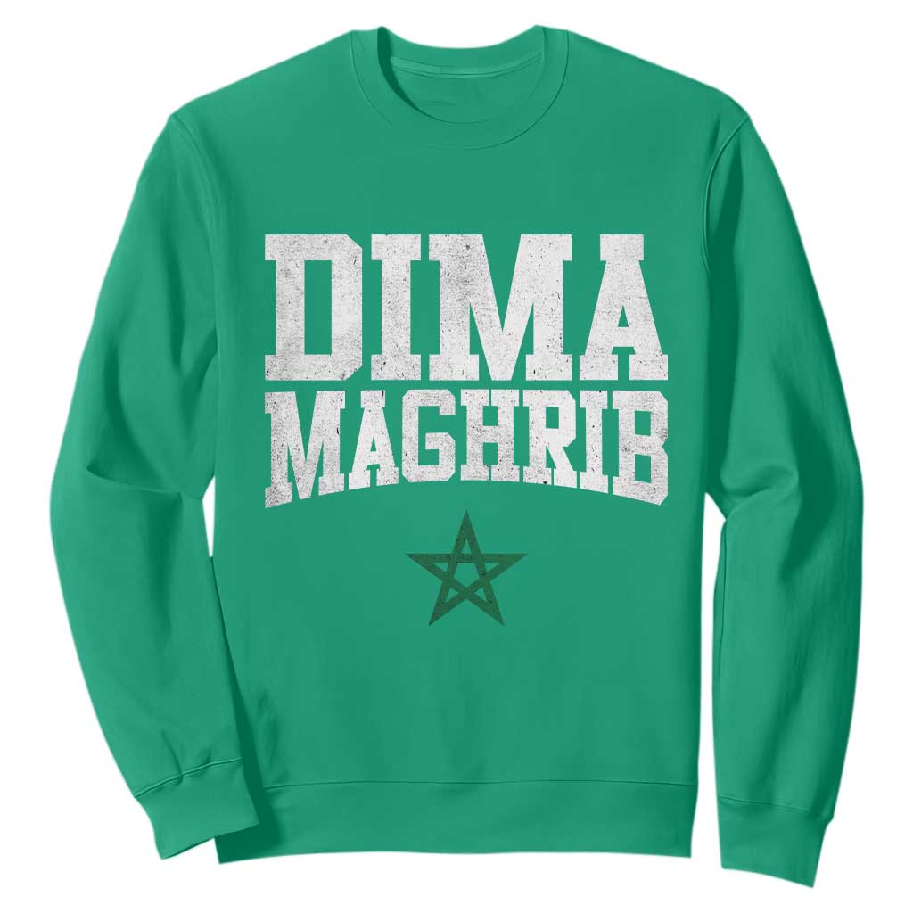 Moroccan Dima Maghrib Flag of Morocco Vintage Green Star Patriotic Sweatshirt TS11 Irish Green Print Your Wear
