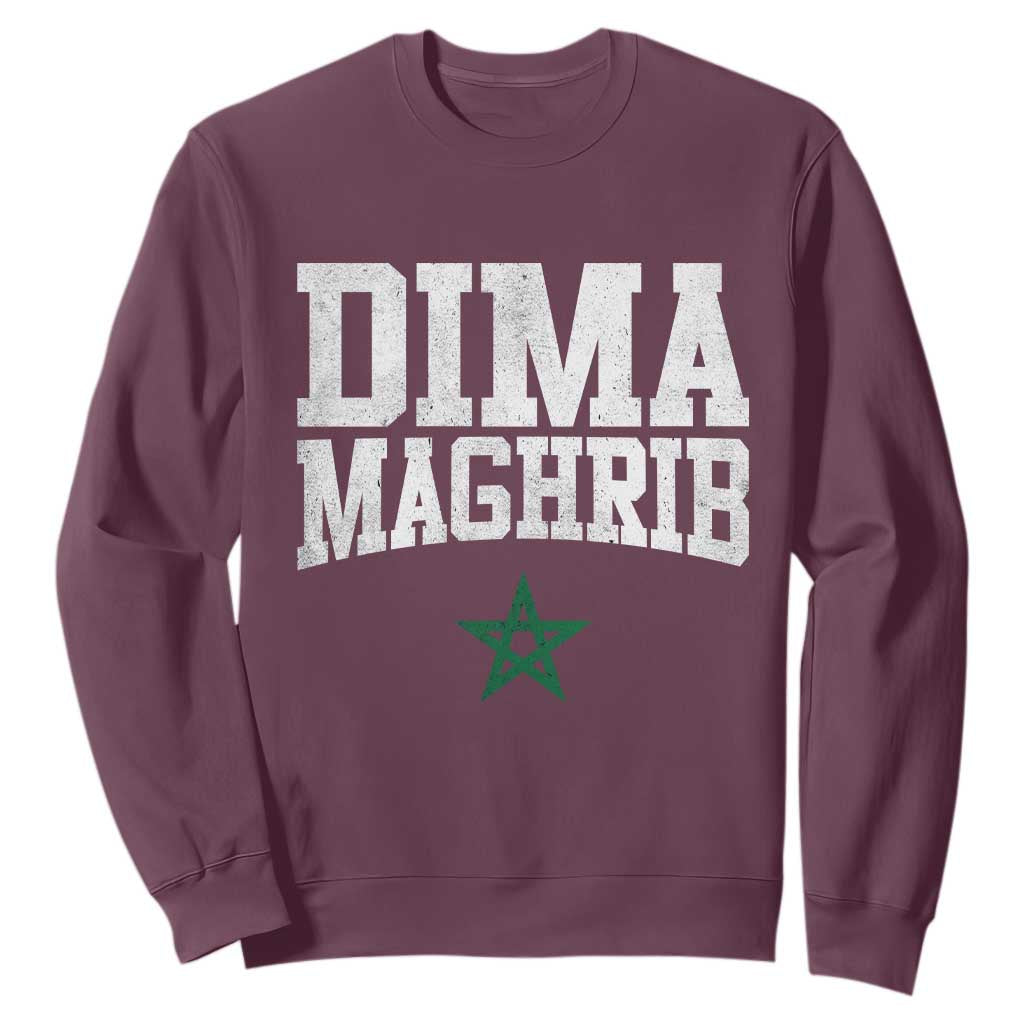 Moroccan Dima Maghrib Flag of Morocco Vintage Green Star Patriotic Sweatshirt TS11 S Maroon Print Your Wear