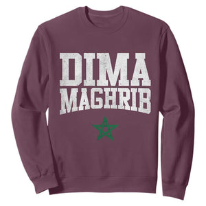 Moroccan Dima Maghrib Flag of Morocco Vintage Green Star Patriotic Sweatshirt TS11 S Maroon Print Your Wear