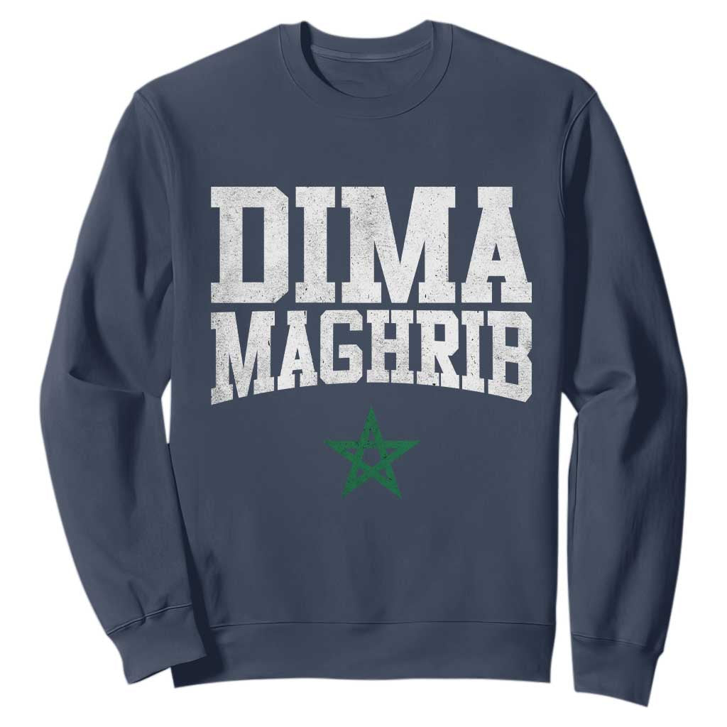 Moroccan Dima Maghrib Flag of Morocco Vintage Green Star Patriotic Sweatshirt TS11 Navy Print Your Wear