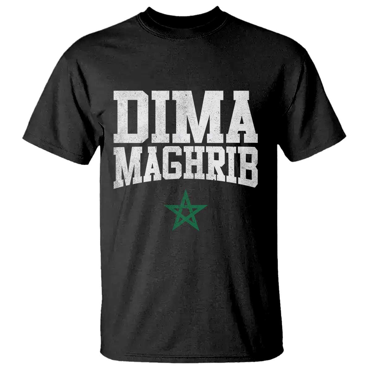 Moroccan Dima Maghrib Flag of Morocco Vintage Green Star Patriotic T Shirt TS11 Black Print Your Wear