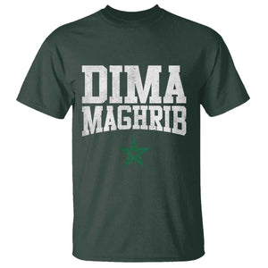 Moroccan Dima Maghrib Flag of Morocco Vintage Green Star Patriotic T Shirt TS11 Dark Forest Green Print Your Wear