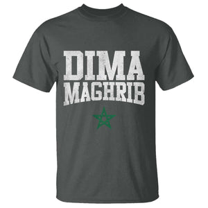 Moroccan Dima Maghrib Flag of Morocco Vintage Green Star Patriotic T Shirt TS11 Dark Heather Print Your Wear
