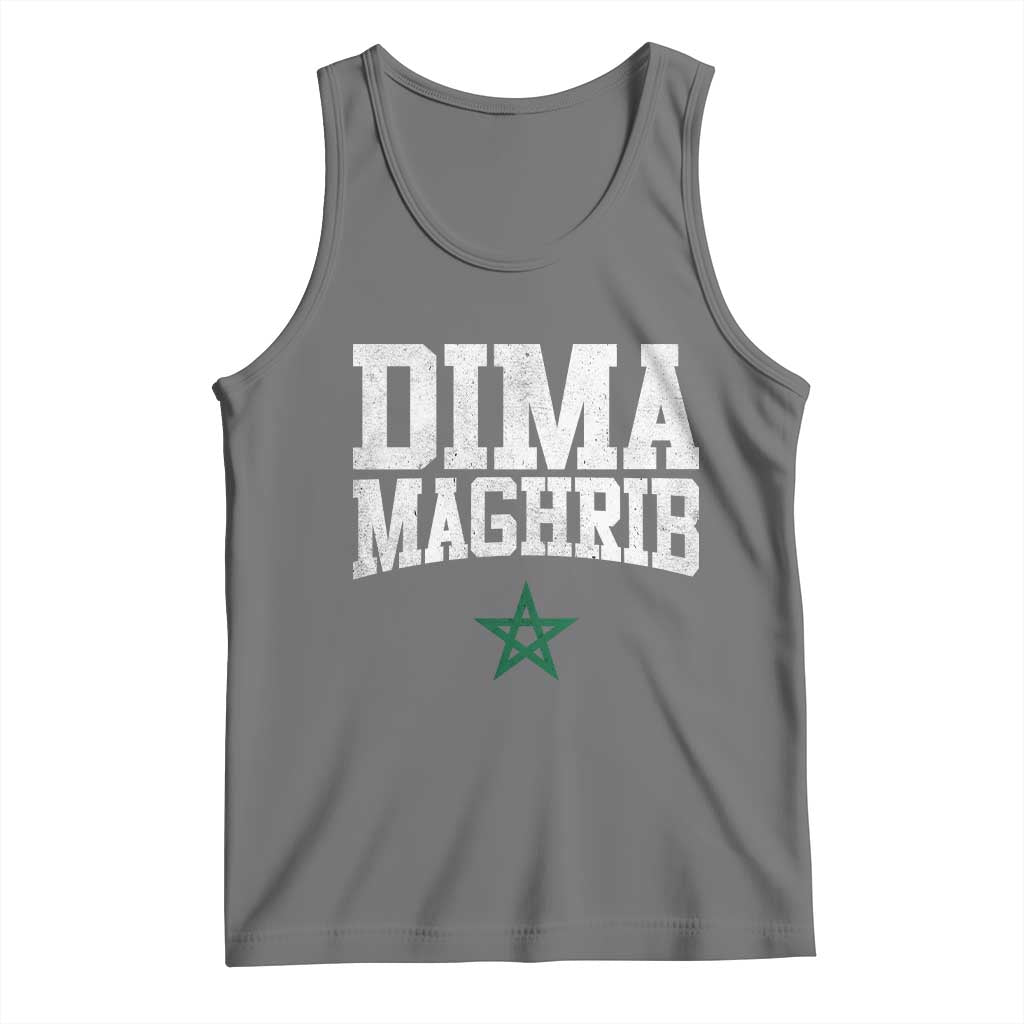 Moroccan Dima Maghrib Flag of Morocco Vintage Green Star Patriotic Tank Top TS11 Black Heather Print Your Wear