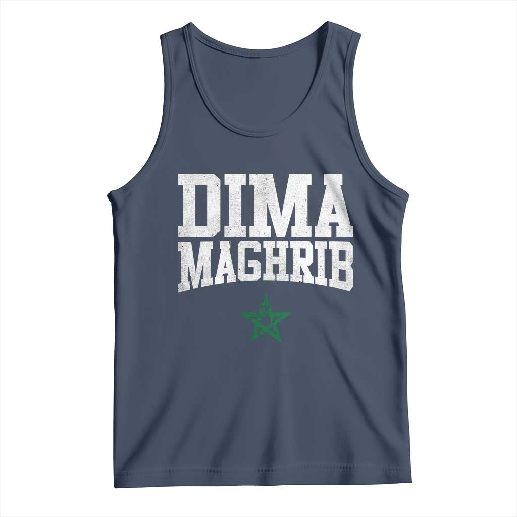 Moroccan Dima Maghrib Flag of Morocco Vintage Green Star Patriotic Tank Top TS11 Navy Print Your Wear