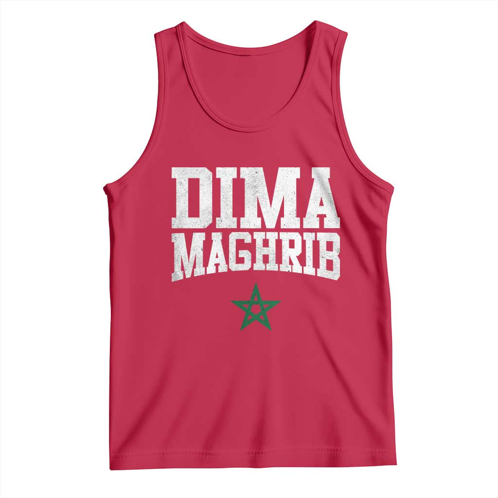 Moroccan Dima Maghrib Flag of Morocco Vintage Green Star Patriotic Tank Top TS11 Red Print Your Wear