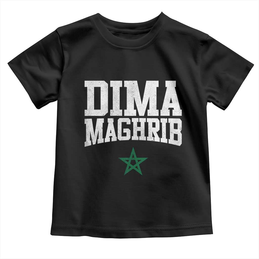 Moroccan Dima Maghrib Flag of Morocco Vintage Green Star Patriotic Toddler T Shirt TS11 Black Print Your Wear
