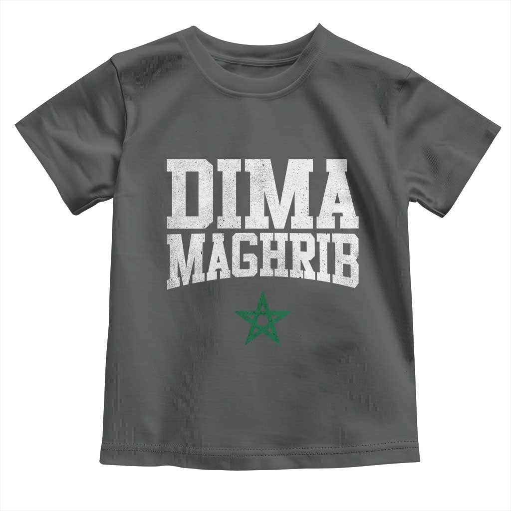 Moroccan Dima Maghrib Flag of Morocco Vintage Green Star Patriotic Toddler T Shirt TS11 Dark Heather Print Your Wear