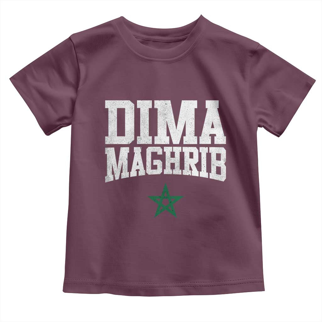 Moroccan Dima Maghrib Flag of Morocco Vintage Green Star Patriotic Toddler T Shirt TS11 Maroon Print Your Wear