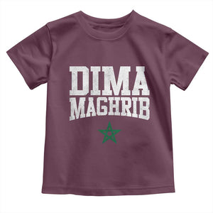 Moroccan Dima Maghrib Flag of Morocco Vintage Green Star Patriotic Toddler T Shirt TS11 Maroon Print Your Wear
