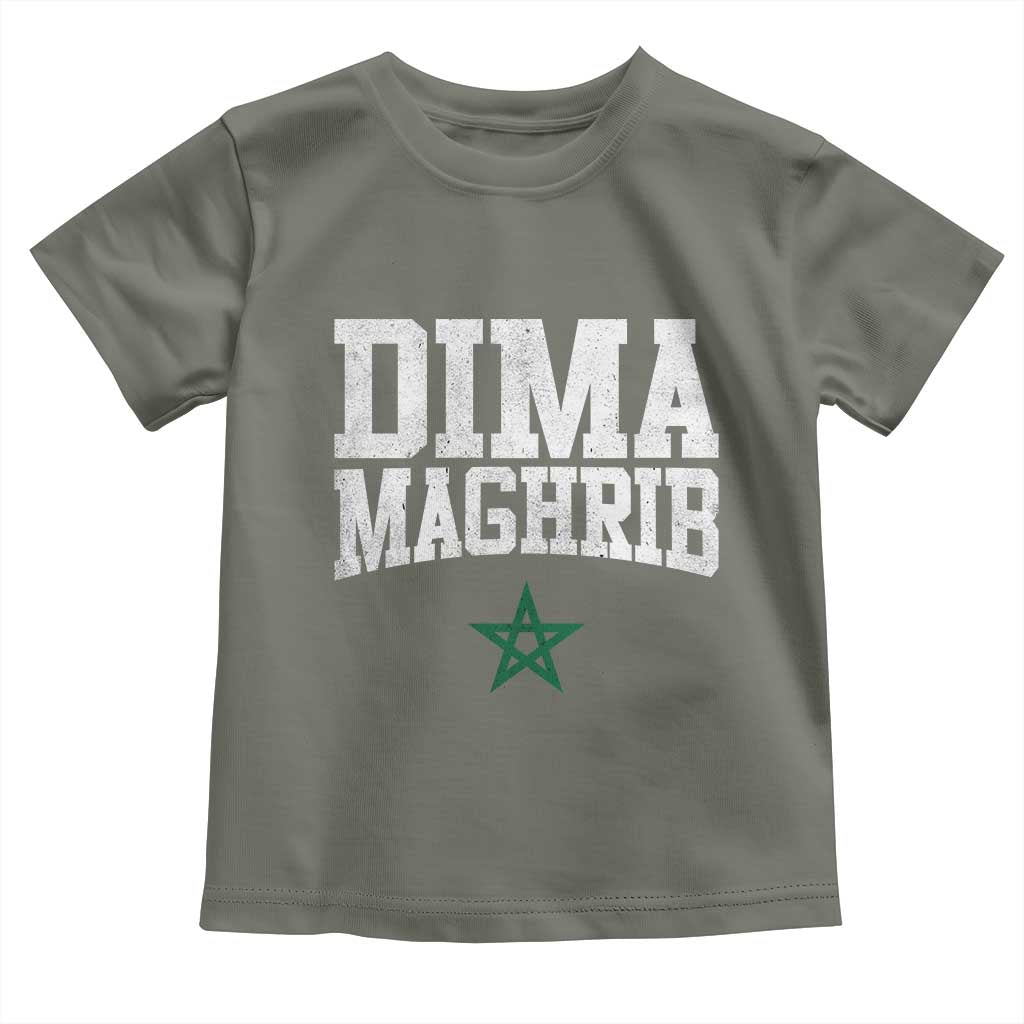 Moroccan Dima Maghrib Flag of Morocco Vintage Green Star Patriotic Toddler T Shirt TS11 Military Green Print Your Wear