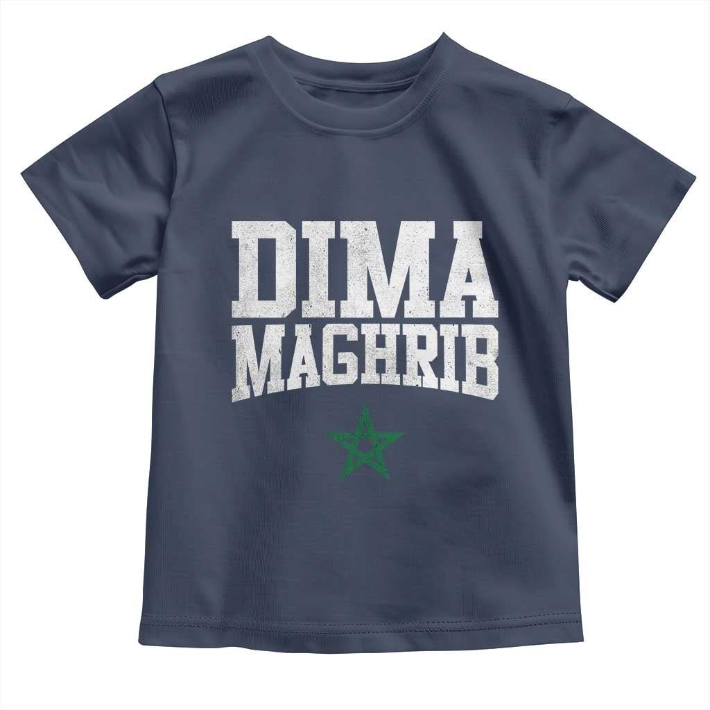 Moroccan Dima Maghrib Flag of Morocco Vintage Green Star Patriotic Toddler T Shirt TS11 Navy Print Your Wear