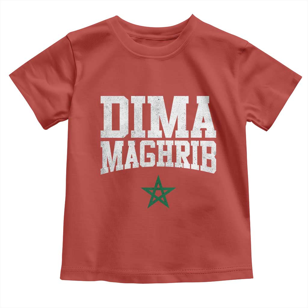 Moroccan Dima Maghrib Flag of Morocco Vintage Green Star Patriotic Toddler T Shirt TS11 Red Print Your Wear