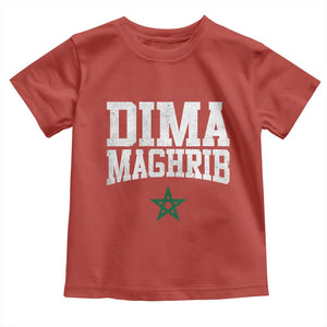 Moroccan Dima Maghrib Flag of Morocco Vintage Green Star Patriotic Toddler T Shirt TS11 Red Print Your Wear