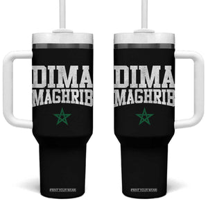 Moroccan Dima Maghrib Flag of Morocco Vintage Green Star Patriotic Tumbler With Handle TS11 One Size: 40 oz Black Print Your Wear