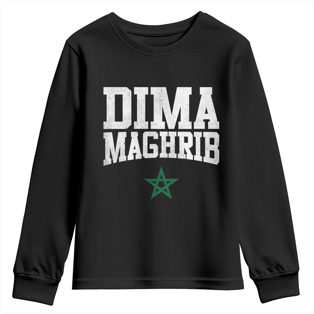 Moroccan Dima Maghrib Flag of Morocco Vintage Green Star Patriotic Youth Sweatshirt TS11 Black Print Your Wear