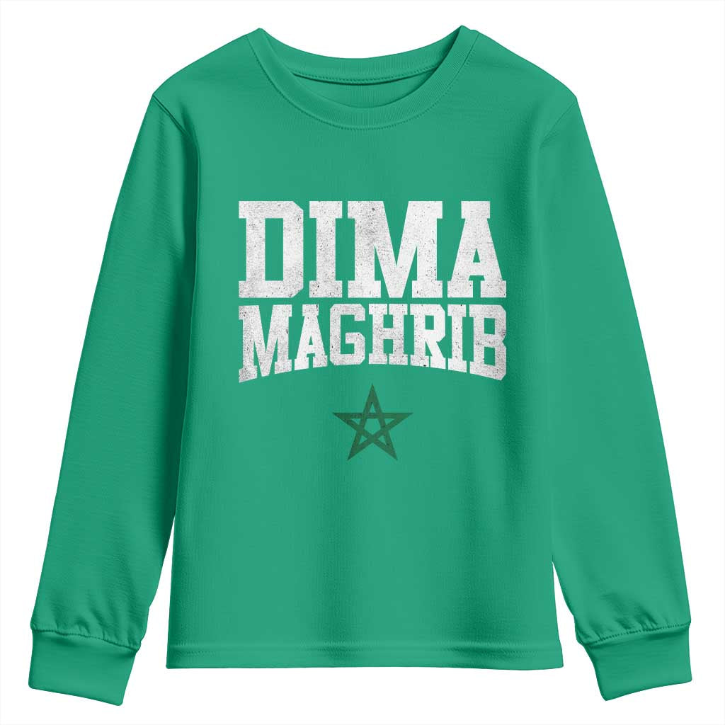 Moroccan Dima Maghrib Flag of Morocco Vintage Green Star Patriotic Youth Sweatshirt TS11 Irish Green Print Your Wear