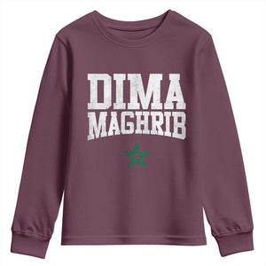 Moroccan Dima Maghrib Flag of Morocco Vintage Green Star Patriotic Youth Sweatshirt TS11 Maroon Print Your Wear