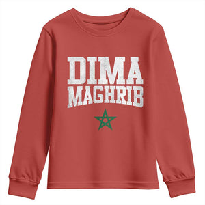 Moroccan Dima Maghrib Flag of Morocco Vintage Green Star Patriotic Youth Sweatshirt TS11 Red Print Your Wear