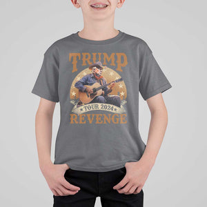 Funny Trump Revenge Tour 2024 T Shirt For Kid Cowboy Trump Western Country Music Guitar Political Election TS11 Charcoal Print Your Wear