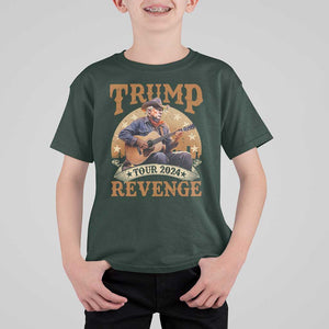 Funny Trump Revenge Tour 2024 T Shirt For Kid Cowboy Trump Western Country Music Guitar Political Election TS11 Dark Forest Green Print Your Wear