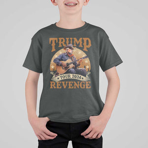 Funny Trump Revenge Tour 2024 T Shirt For Kid Cowboy Trump Western Country Music Guitar Political Election TS11 Dark Heather Print Your Wear
